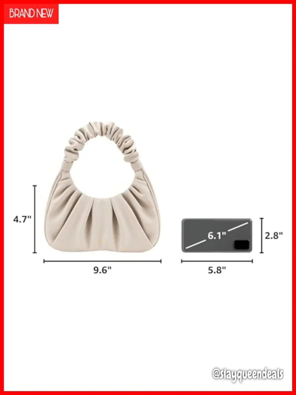 Vegan Leather Ruched Hobo Handbag with Magnet Closure
